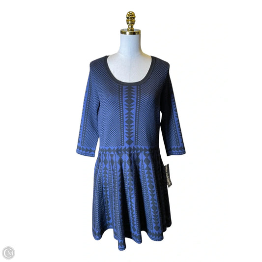 Dress Casual Midi By Nina Leonard In Black & Blue, Size: 2x