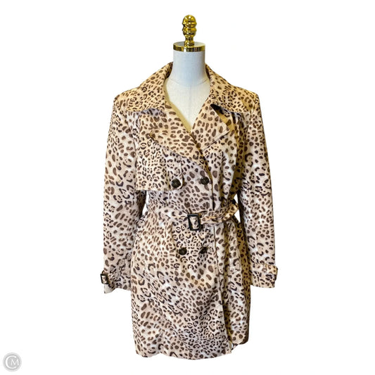Coat Trench Coat By Dana Buchman In Animal Print, Size: 16
