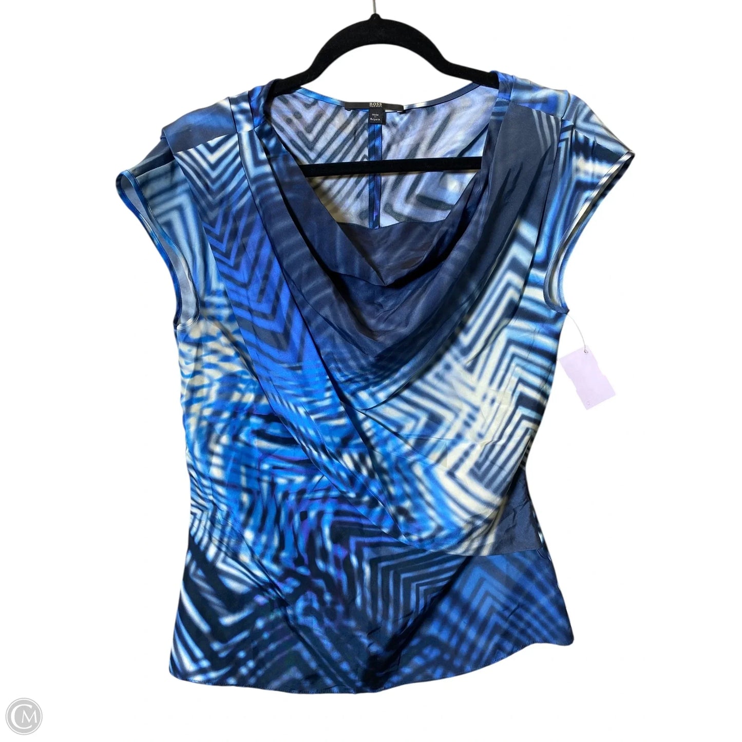 Top Short Sleeve By Hugo Boss In Blue, Size: S