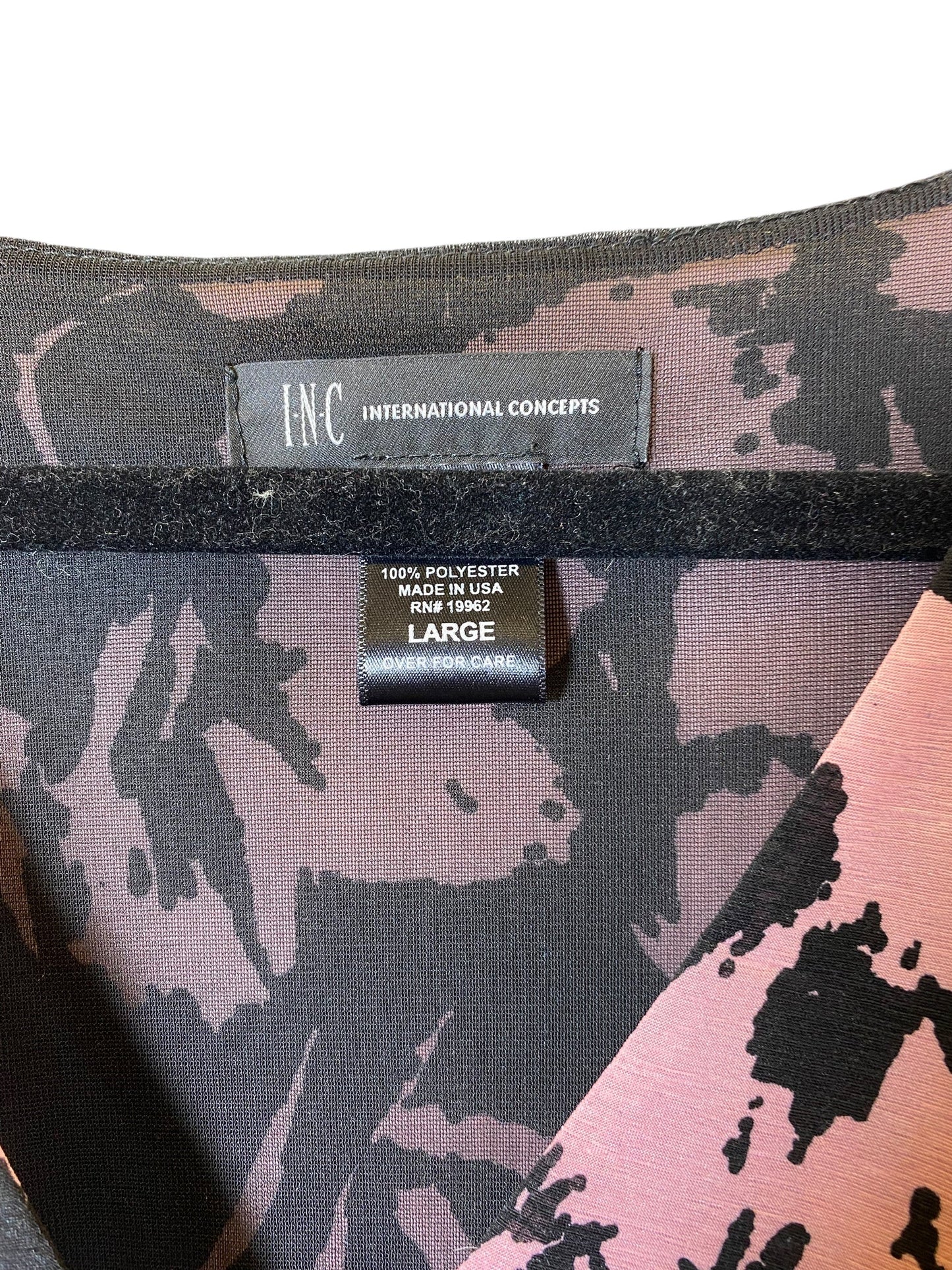 Blouse Long Sleeve By International Concepts In Black & Pink, Size: L