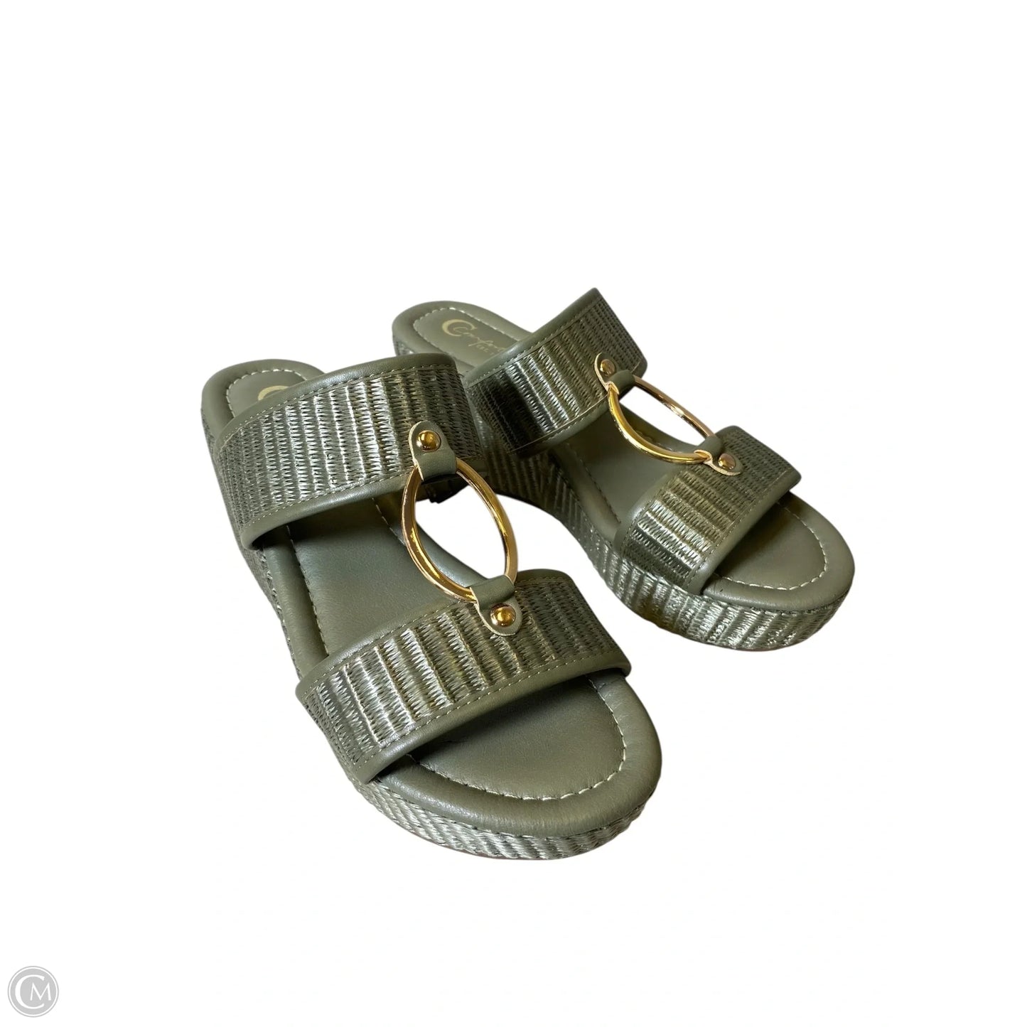 Sandals Heels Wedge By Comfort Casual In Green, Size: 8