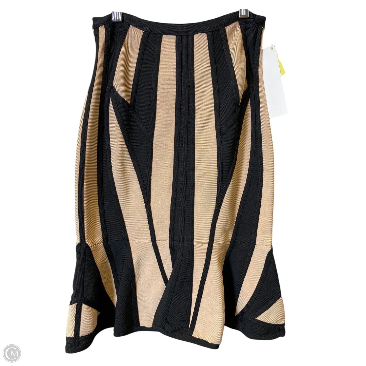 Skirt Luxury Designer By Herve Leger In Black & Tan, Size: Xs