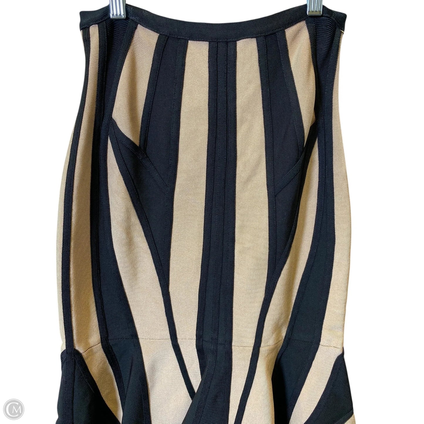 Skirt Luxury Designer By Herve Leger In Black & Tan, Size: Xs