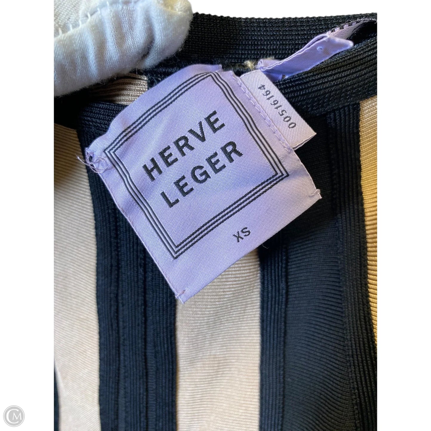 Skirt Luxury Designer By Herve Leger In Black & Tan, Size: Xs