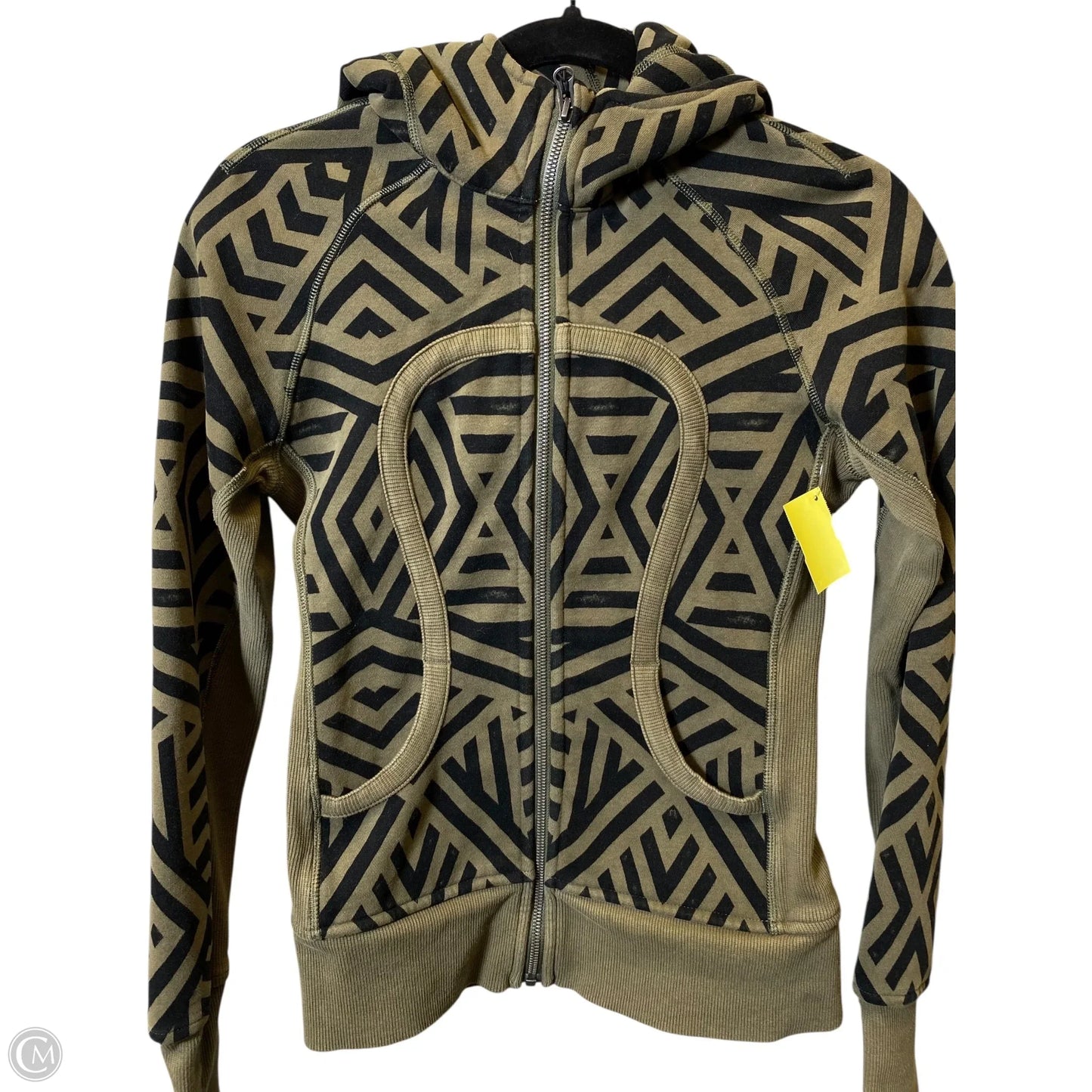 Athletic Jacket By Lululemon In Black & Green, Size: 4