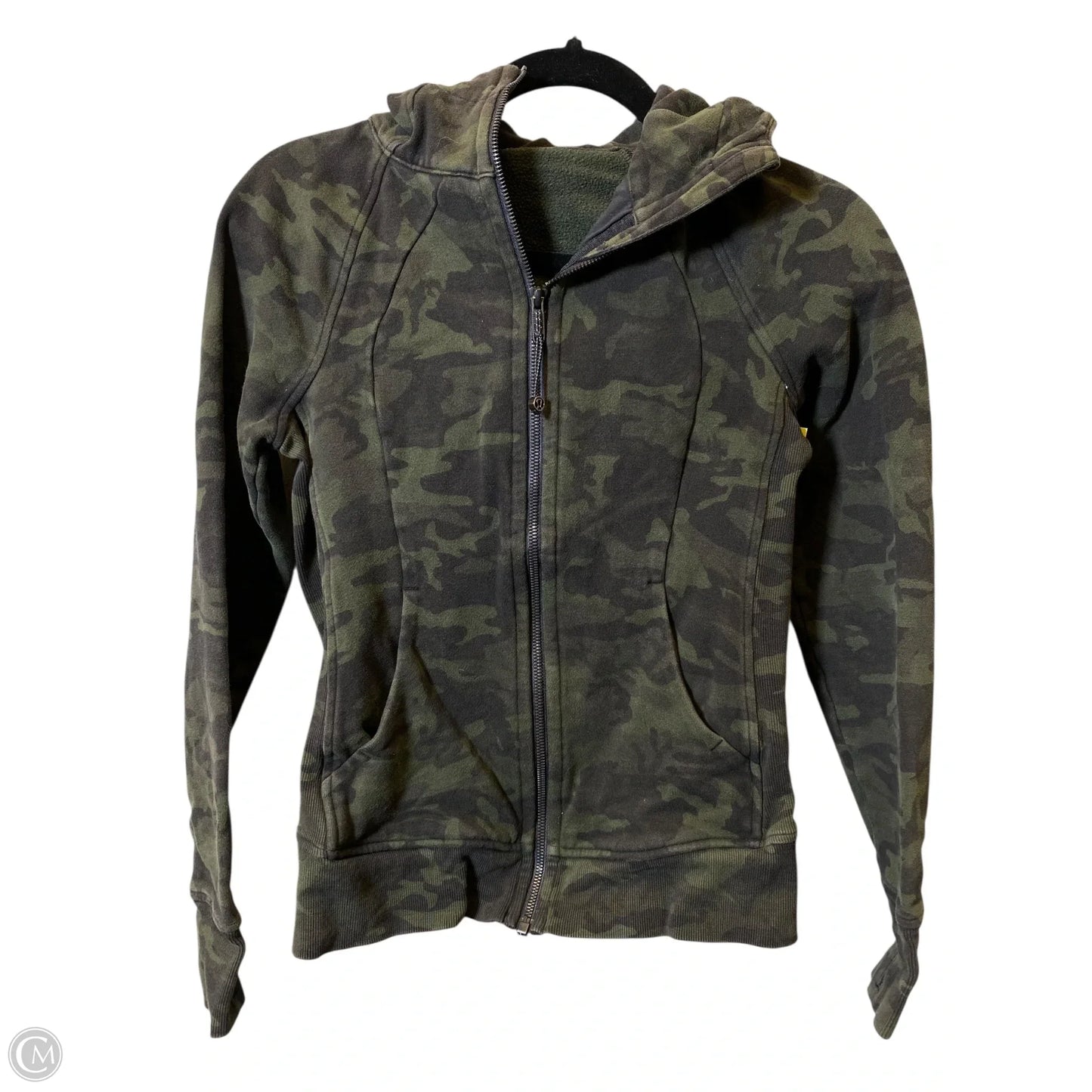 Athletic Jacket By Lululemon In Black & Green, Size: 4