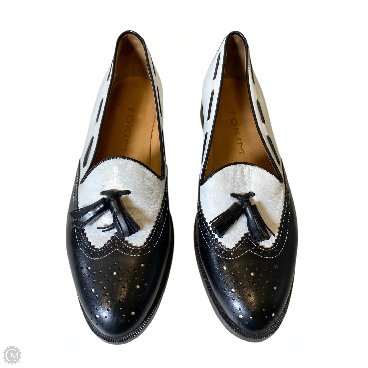 Shoes Flats By Clothes Mentor In Black & White, Size: 9.5