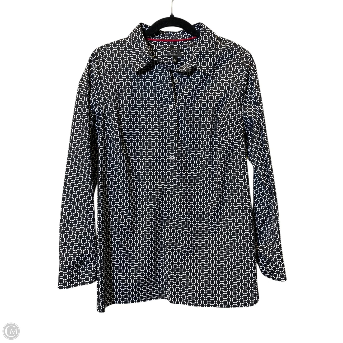Top Long Sleeve By Talbots In Black & White, Size: 12