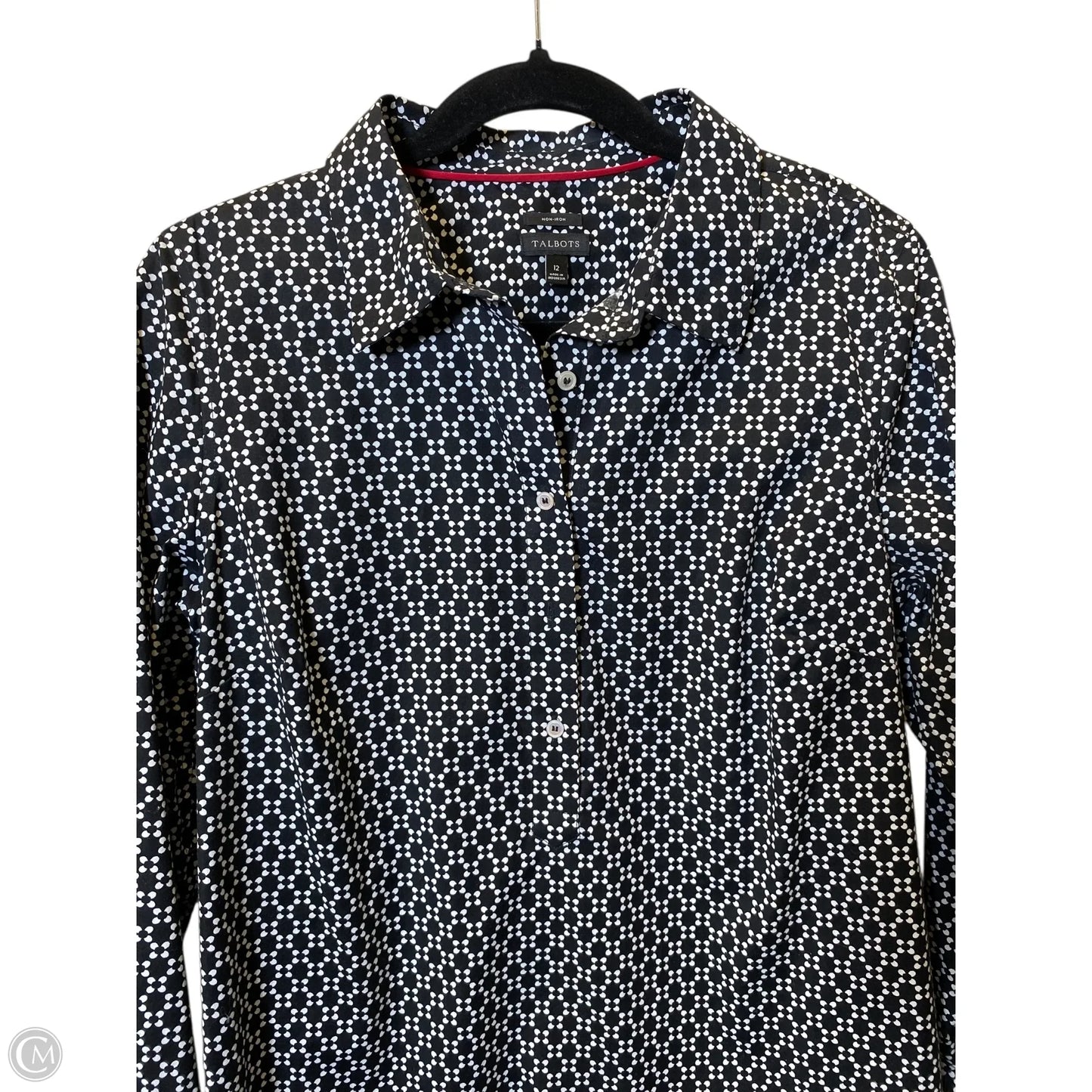 Top Long Sleeve By Talbots In Black & White, Size: 12