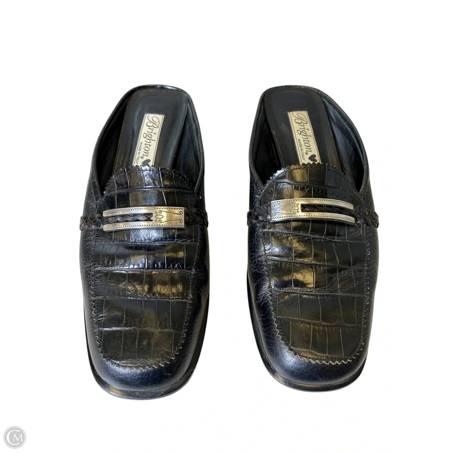 Shoes Heels Block By Brighton In Black & Silver, Size: 8