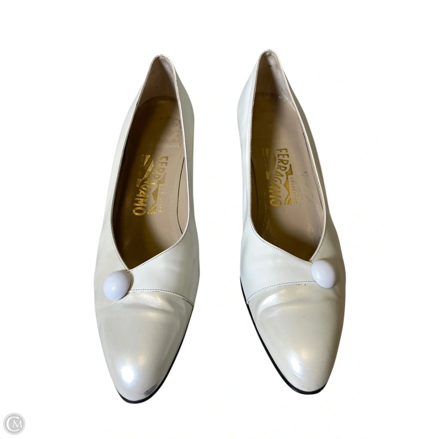 Shoes Luxury Designer By Ferragamo In Cream, Size: 10