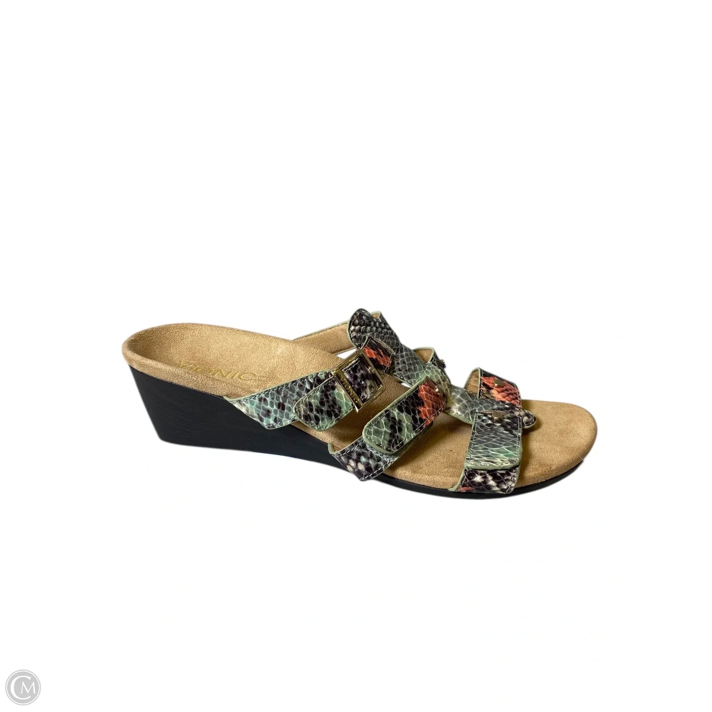 Sandals Heels Wedge By Vionic In Snakeskin Print, Size: 8