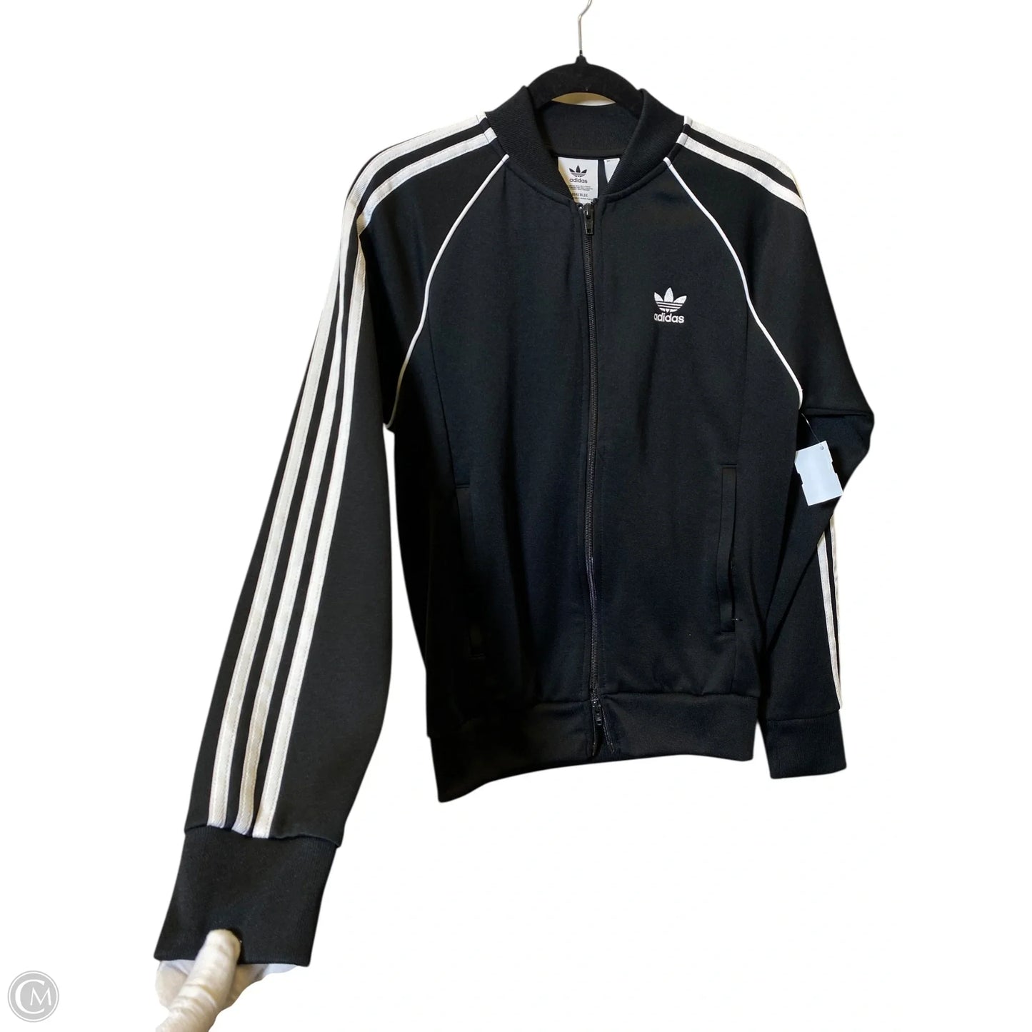 Athletic Jacket By Adidas In Black & White, Size: S