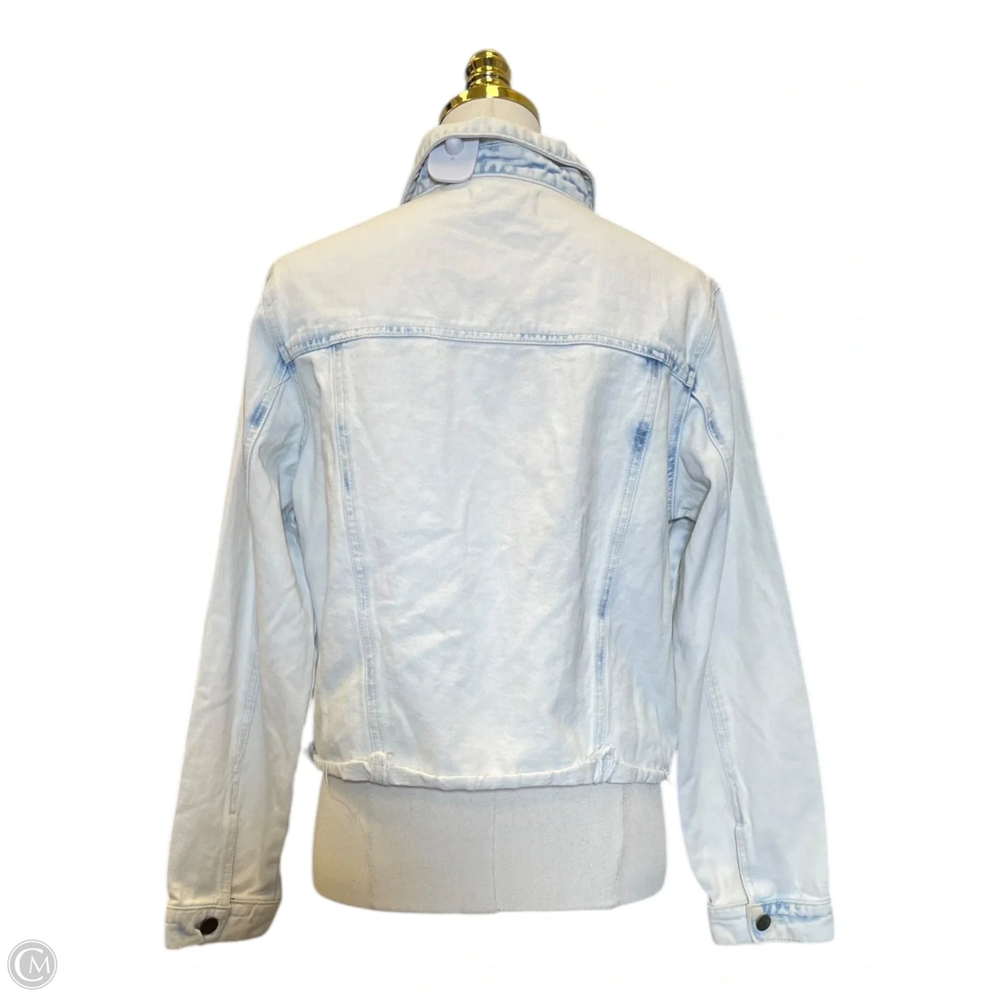Jacket Denim By Clothes Mentor In Blue & White, Size: L