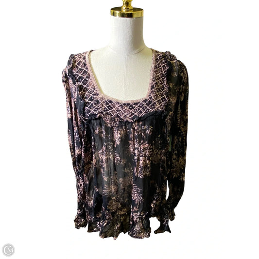 Top Long Sleeve By Free People In Black & Brown, Size: Xs