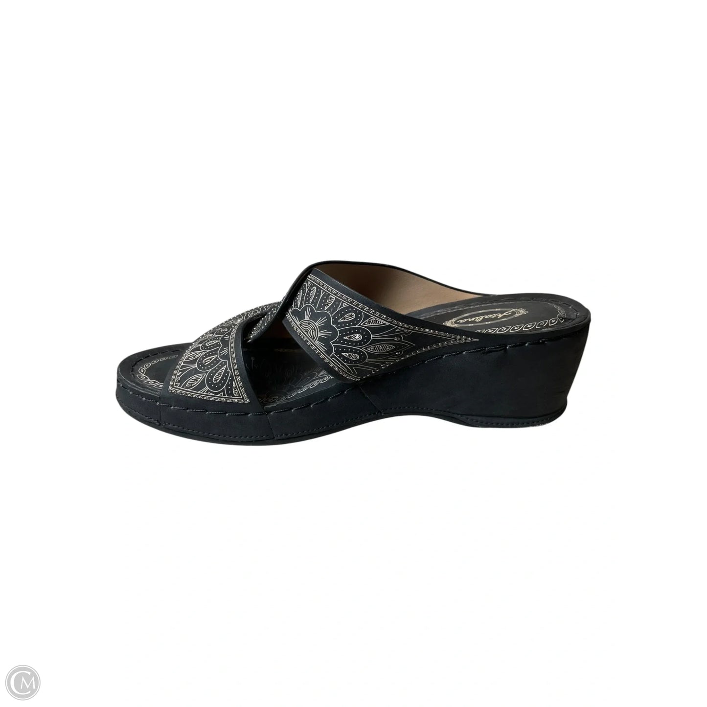 Shoes Heels Wedge By Clothes Mentor In Black & Cream, Size: 9.5