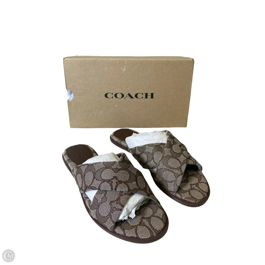 Sandals Designer By Coach In Brown & Cream, Size: 7.5