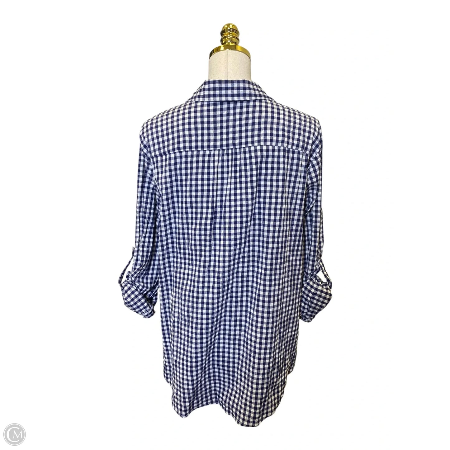 Top Long Sleeve By Kut In Blue & White, Size: Xl