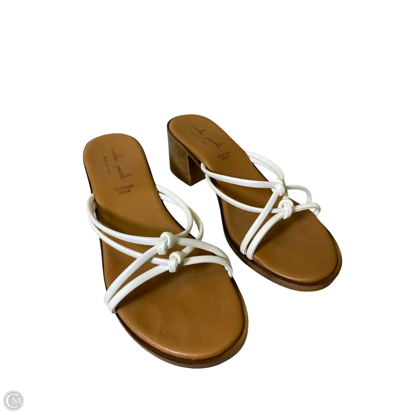 Sandals Heels Block By Clothes Mentor In White, Size: 9.5