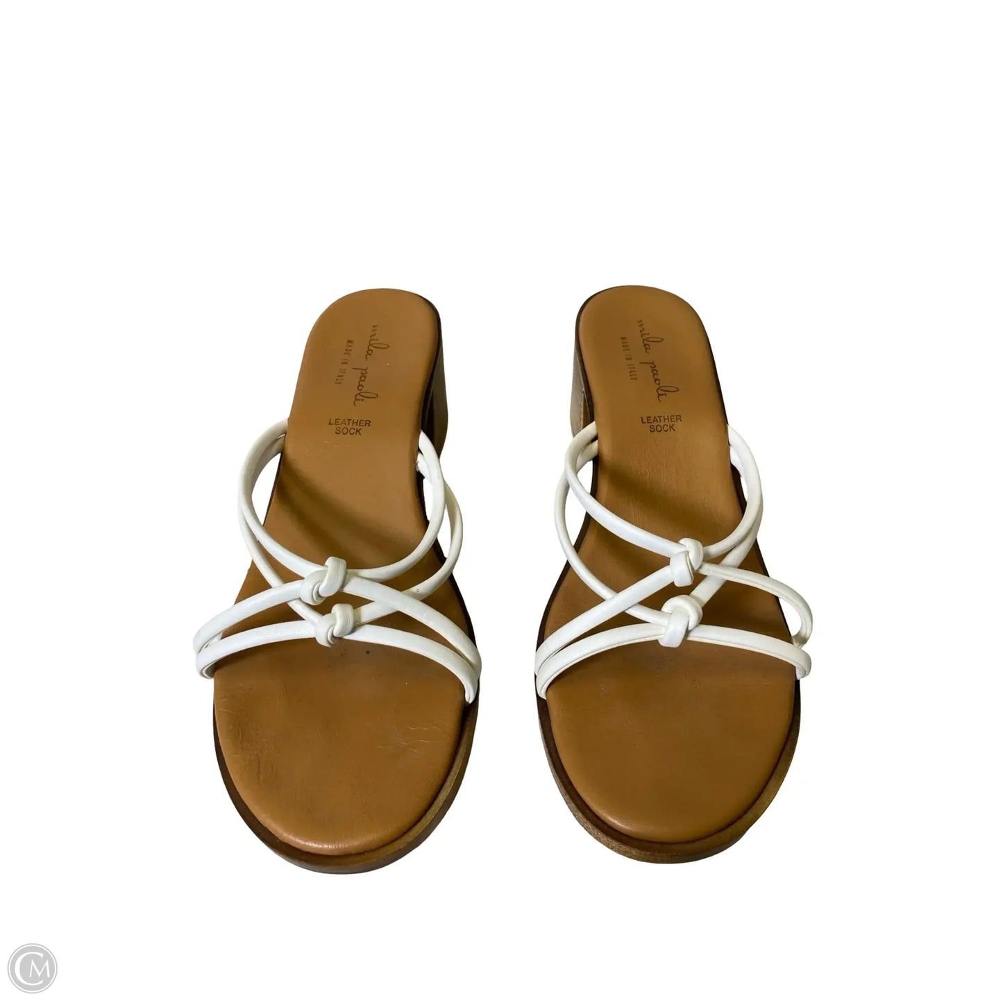 Sandals Heels Block By Clothes Mentor In White, Size: 9.5