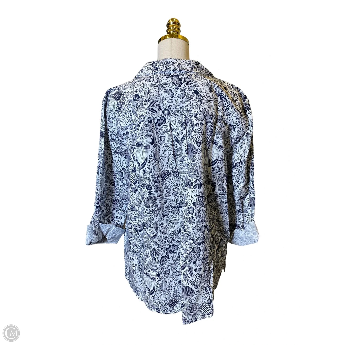 Top Long Sleeve By Charter Club In Blue & White, Size: Xl