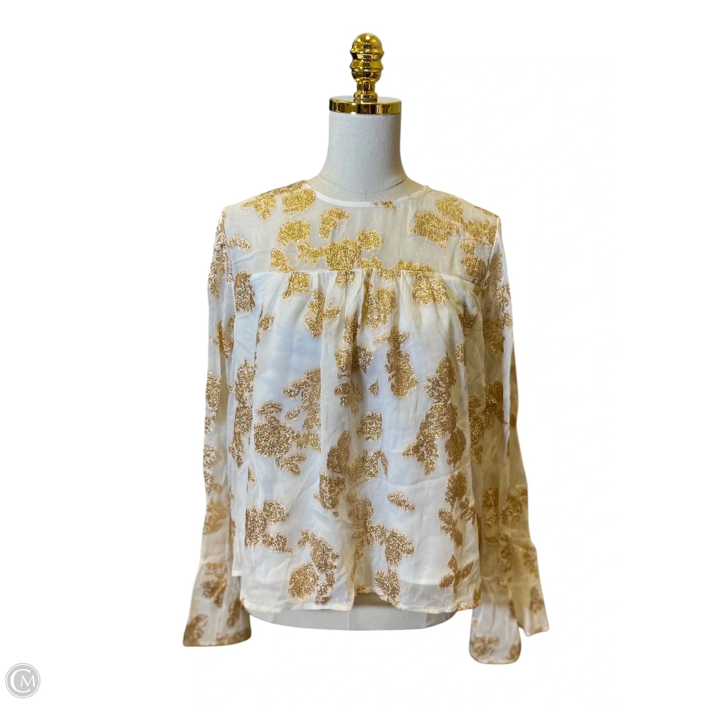 Blouse Long Sleeve By Loft In Gold, Size: S