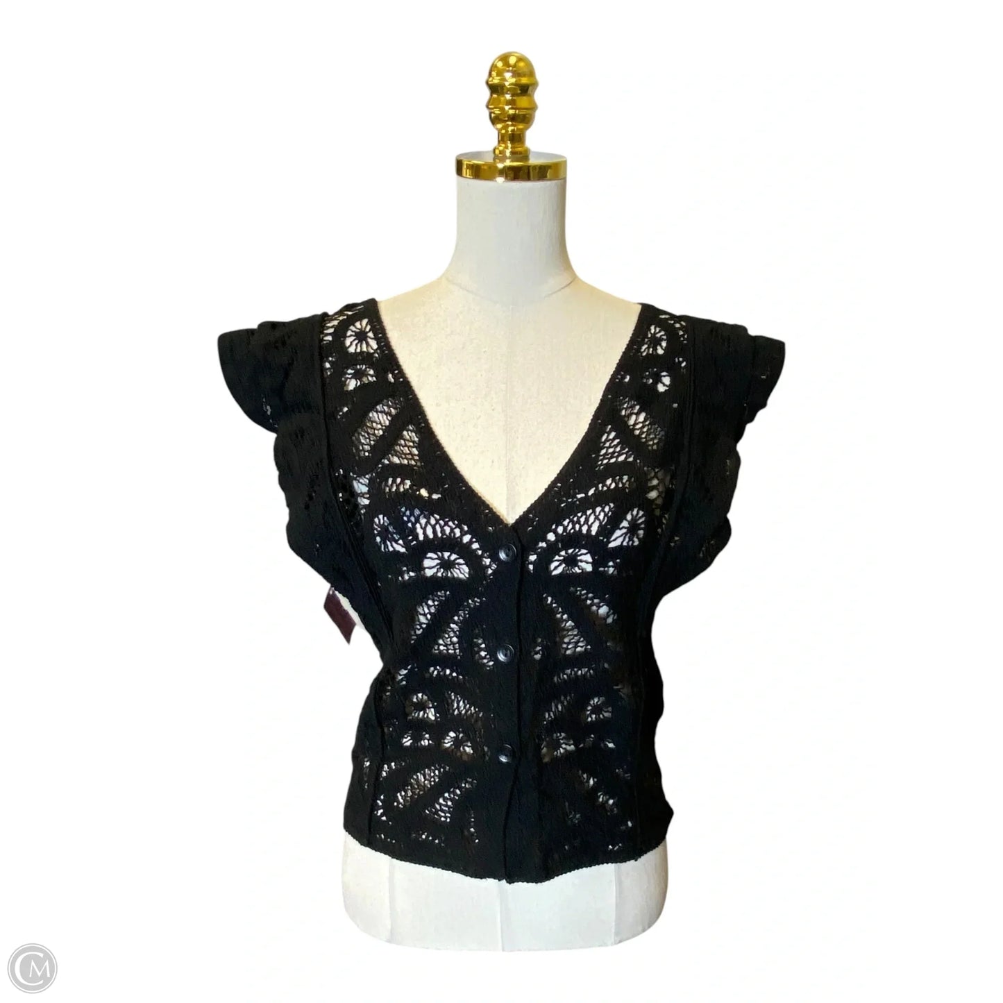 Top Short Sleeve By White House Black Market In Black, Size: M