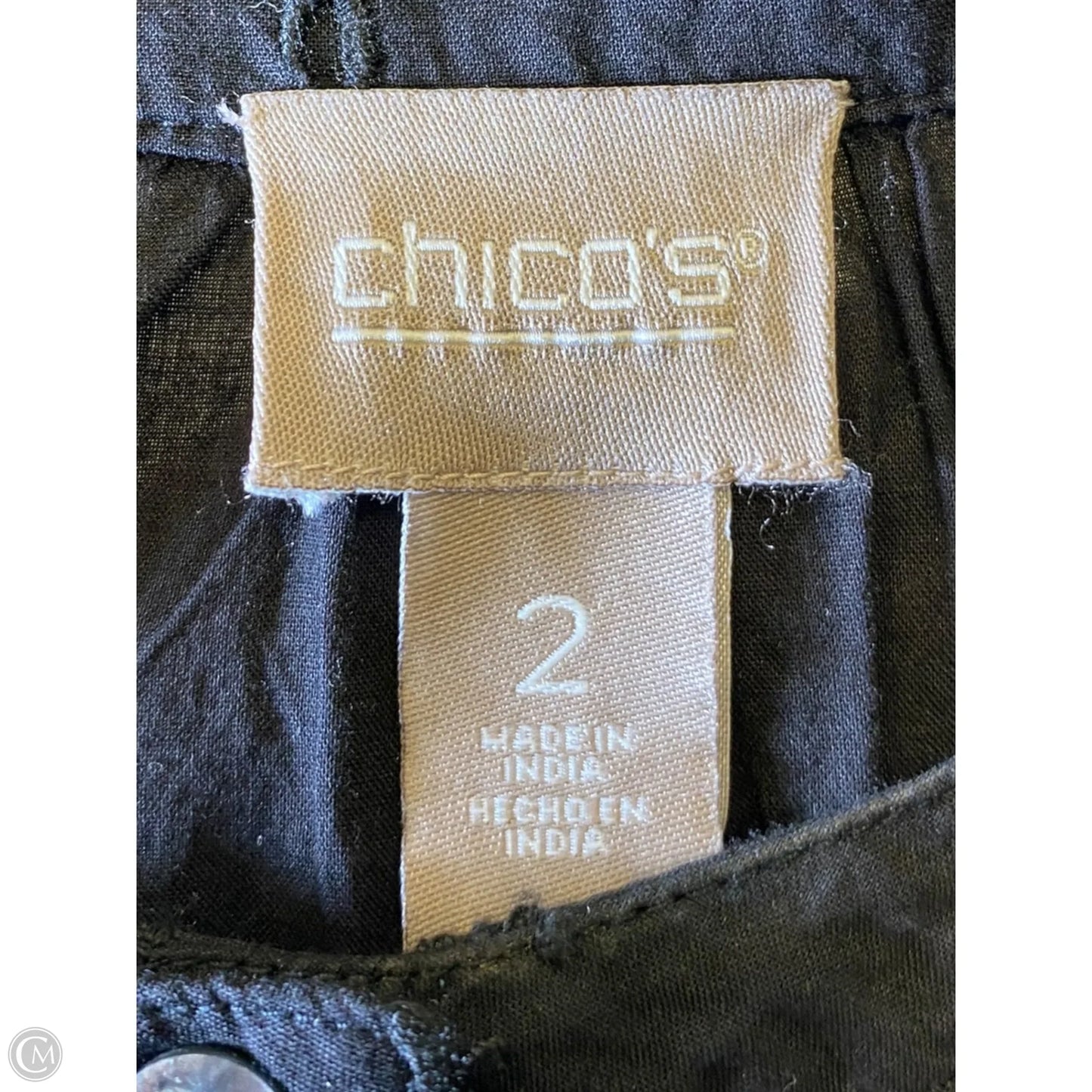 Top Short Sleeve By Chicos In Black, Size: L