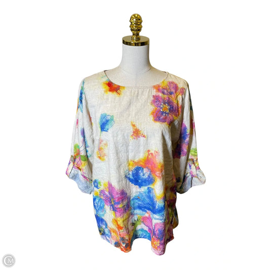 Top 3/4 Sleeve By Ali Miles In Multi-colored, Size: L