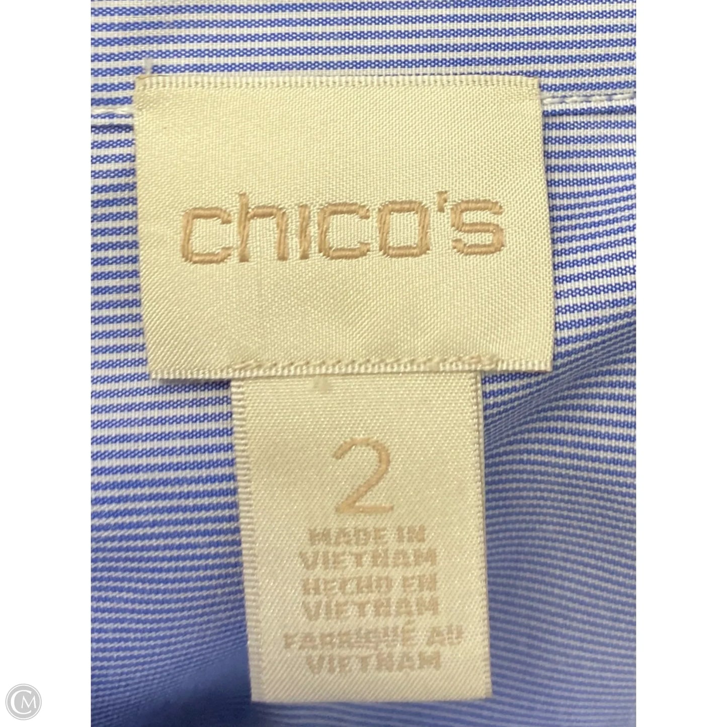 Top Long Sleeve By Chicos In Striped Pattern, Size: L