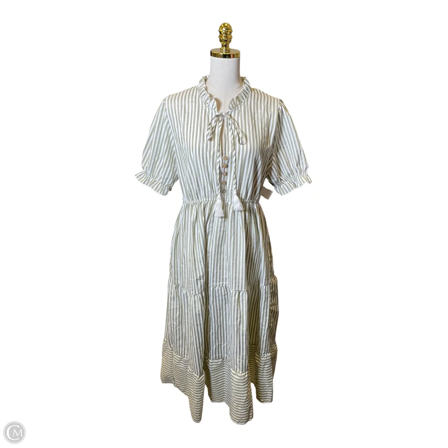 Dress Casual Maxi By Clothes Mentor In Green & White, Size: Xl
