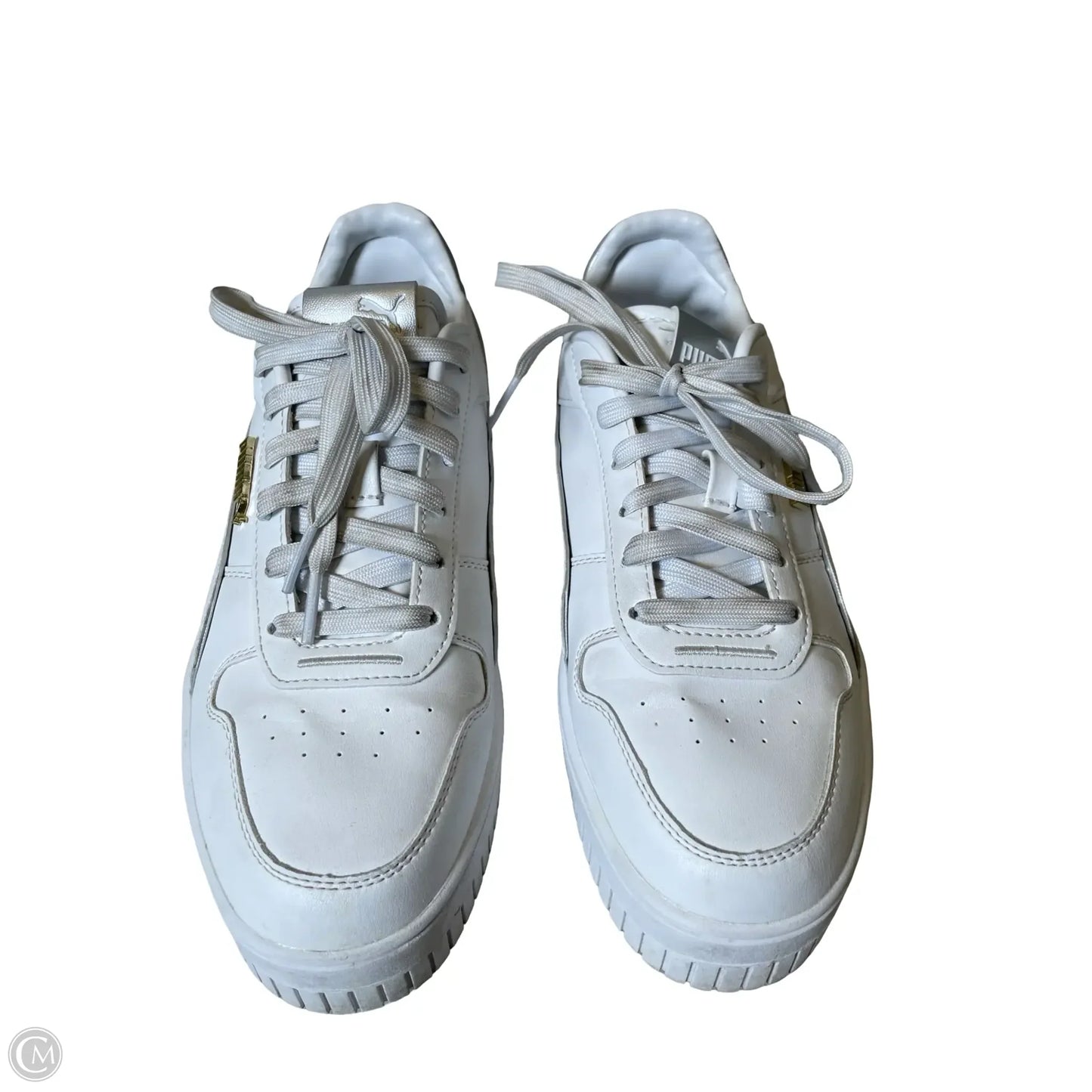Shoes Flats By Puma In Gold & White, Size: 8