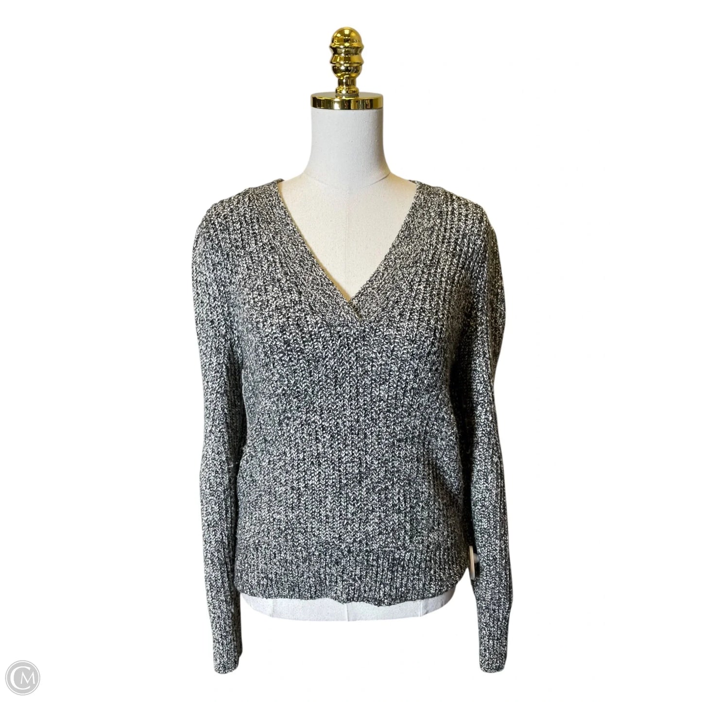 Sweater By Loft In Black & Cream, Size: M