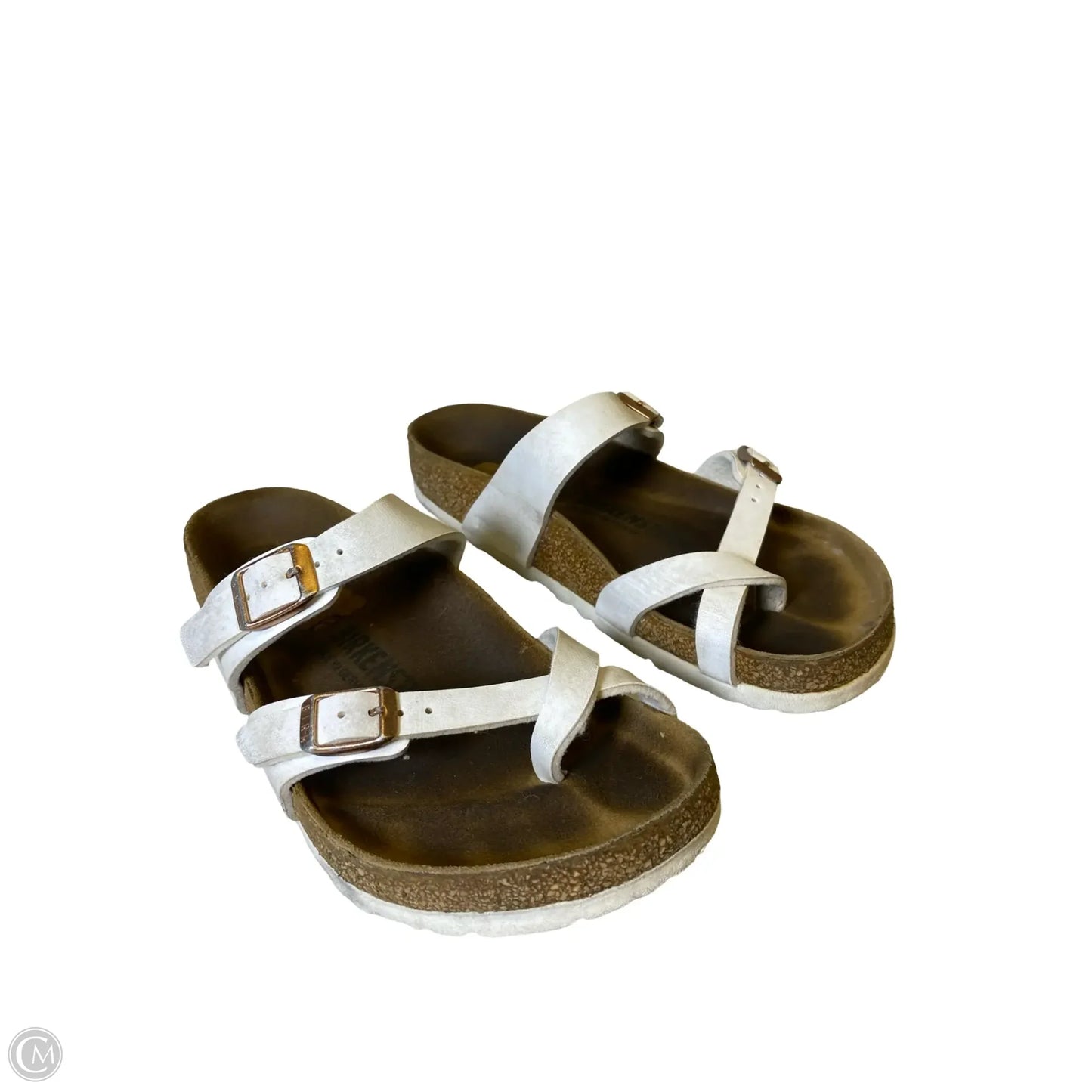 Sandals Flats By Birkenstock In White, Size: 5