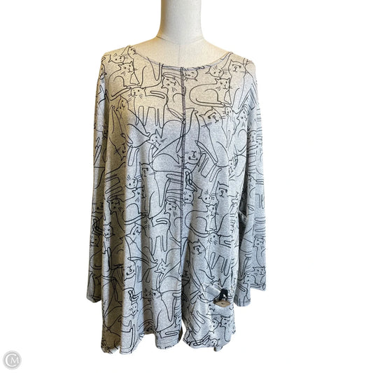 Top Long Sleeve By Jess And Jane In Grey, Size: 3x