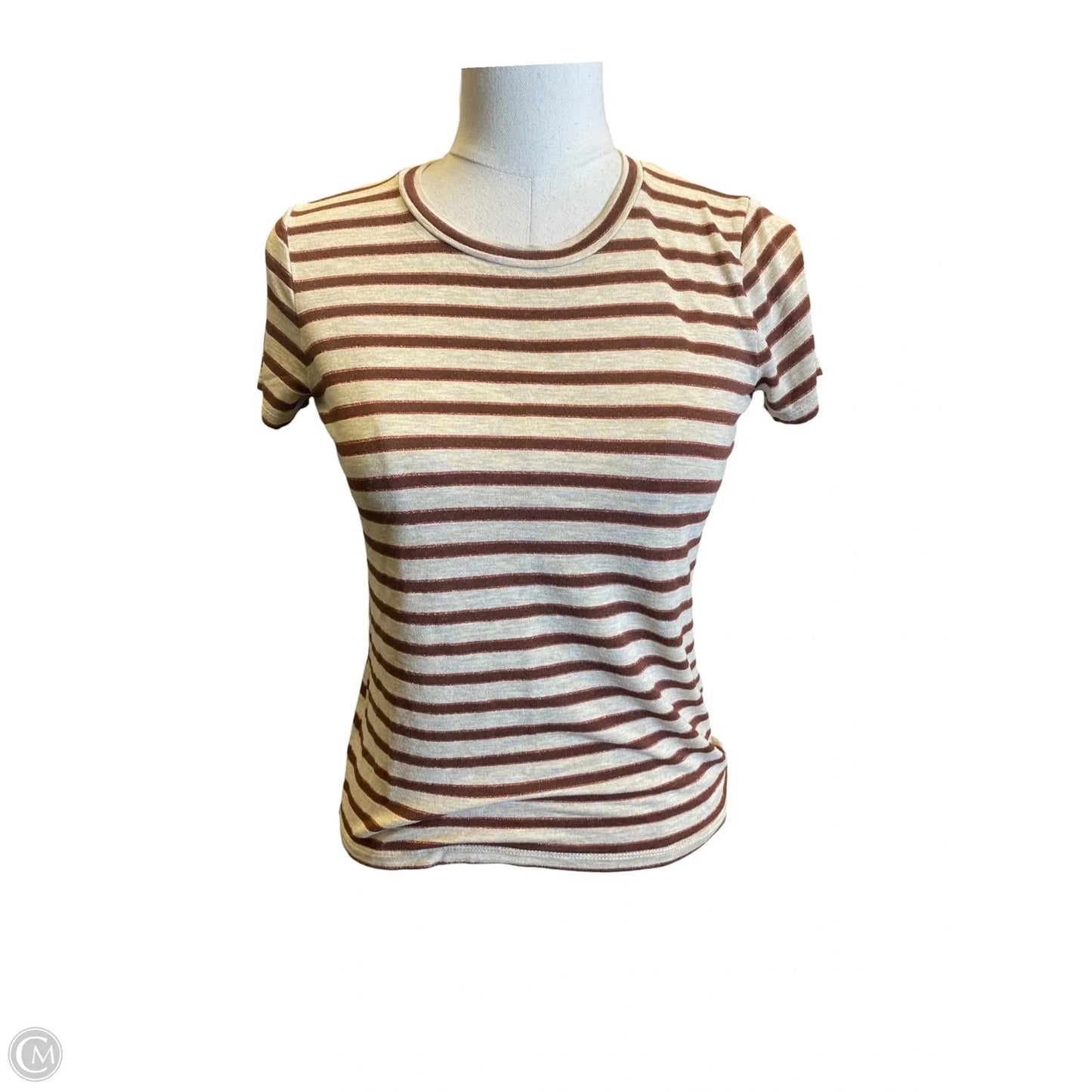 Top Short Sleeve By Madewell In Brown & Cream, Size: Xs