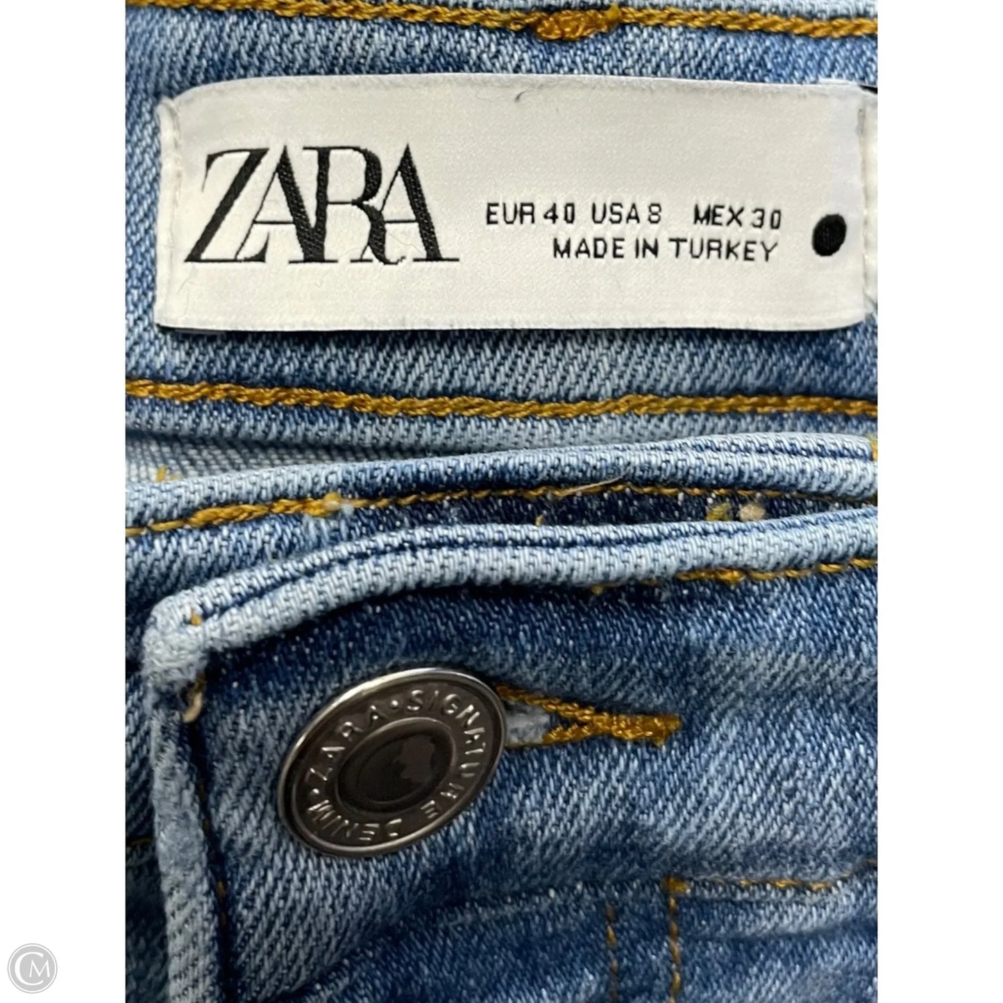 Jeans Straight By Zara In Blue Denim, Size: 8