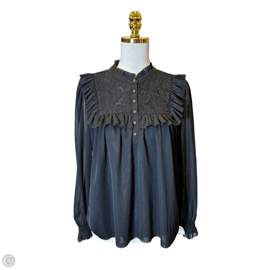 Top Long Sleeve By Anthropologie In Black, Size: S