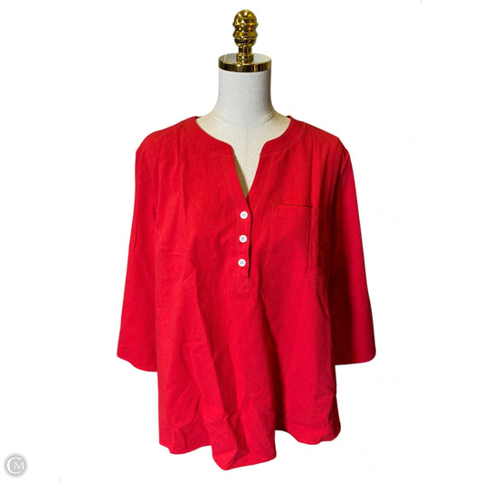Top 3/4 Sleeve By Lomon In Red, Size: Xl