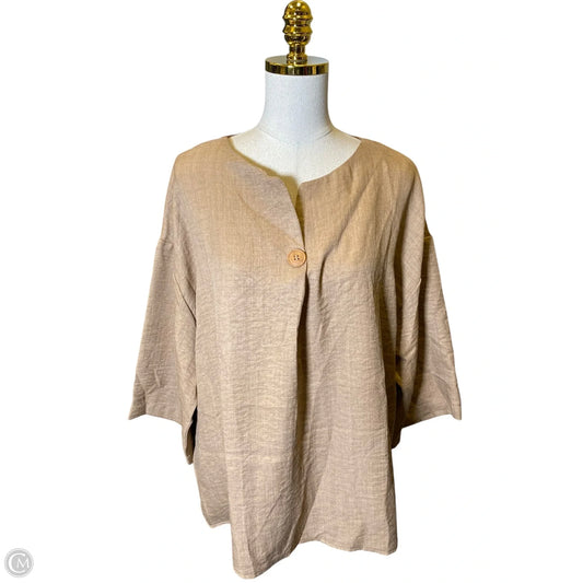 Top 3/4 Sleeve By Shein In Brown, Size: 2x