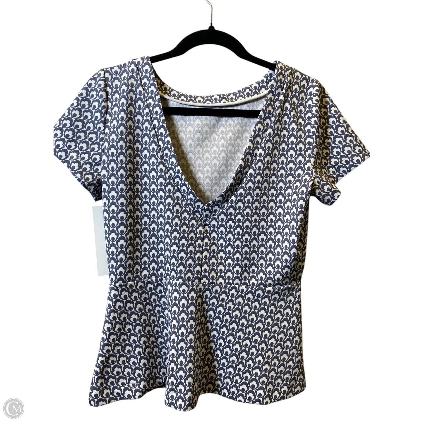 Top Short Sleeve By Ann Taylor In Grey & White, Size: S