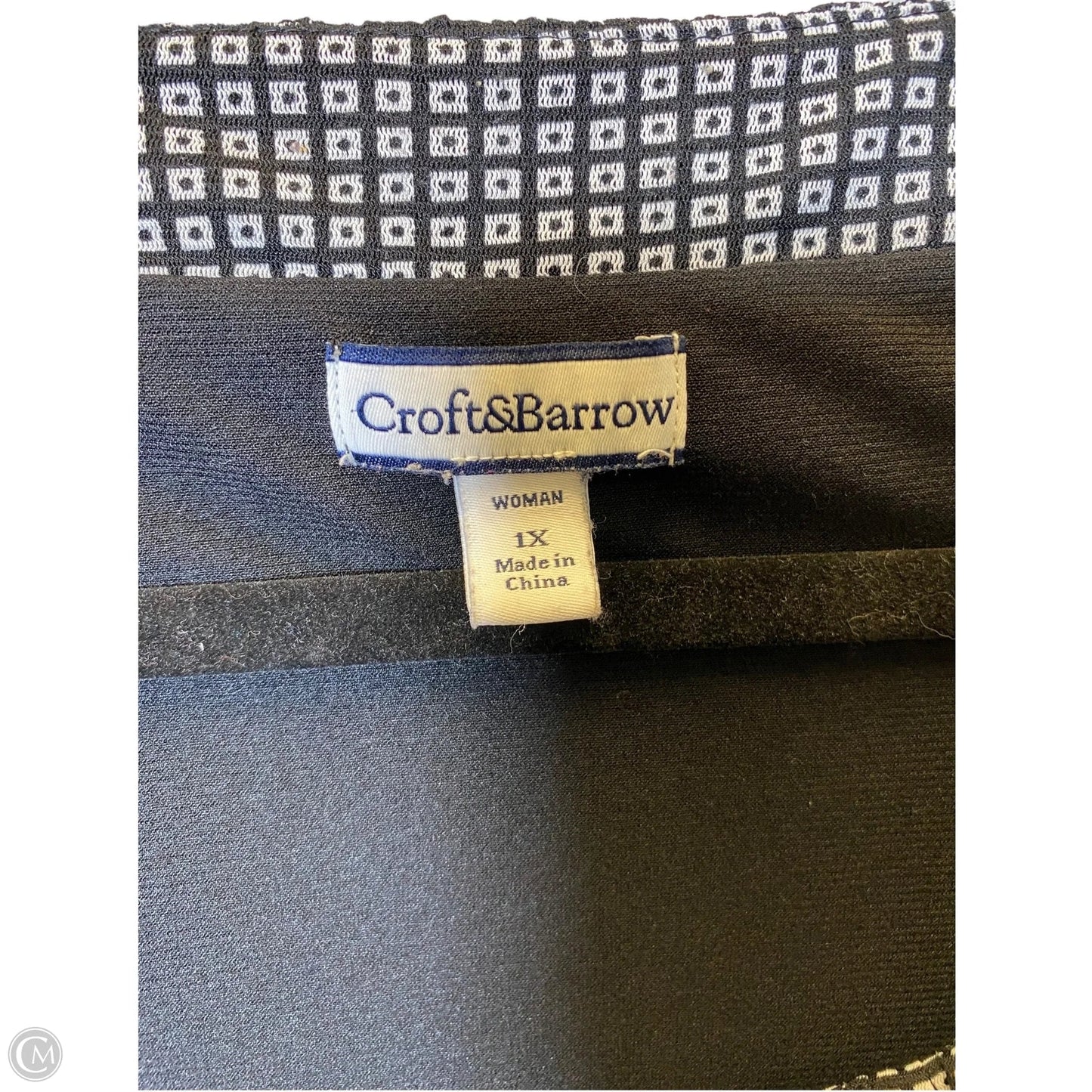 Top Short Sleeve By Croft And Barrow In Black & White, Size: 1x