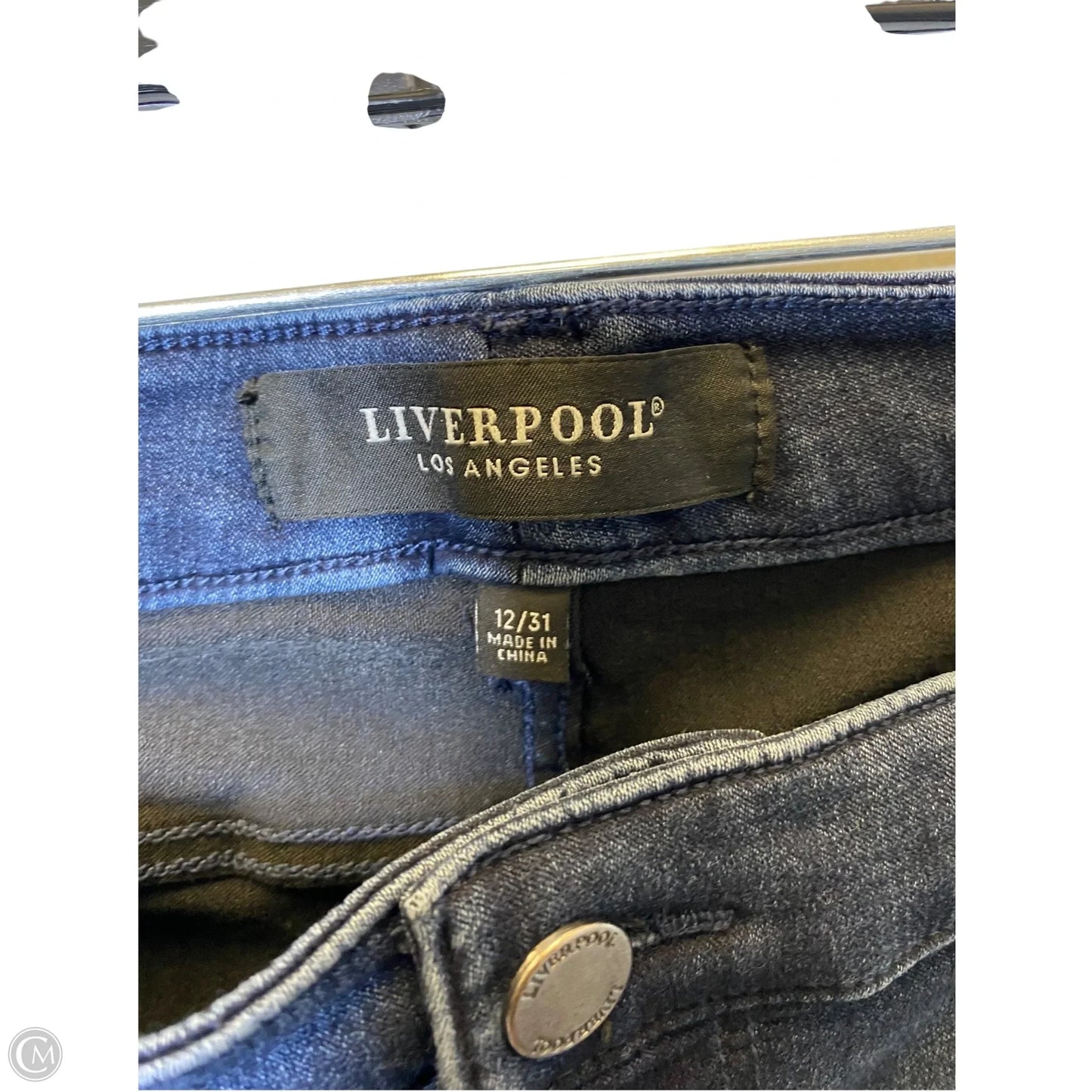 Jeans Skinny By Liverpool In Blue Denim, Size: 12