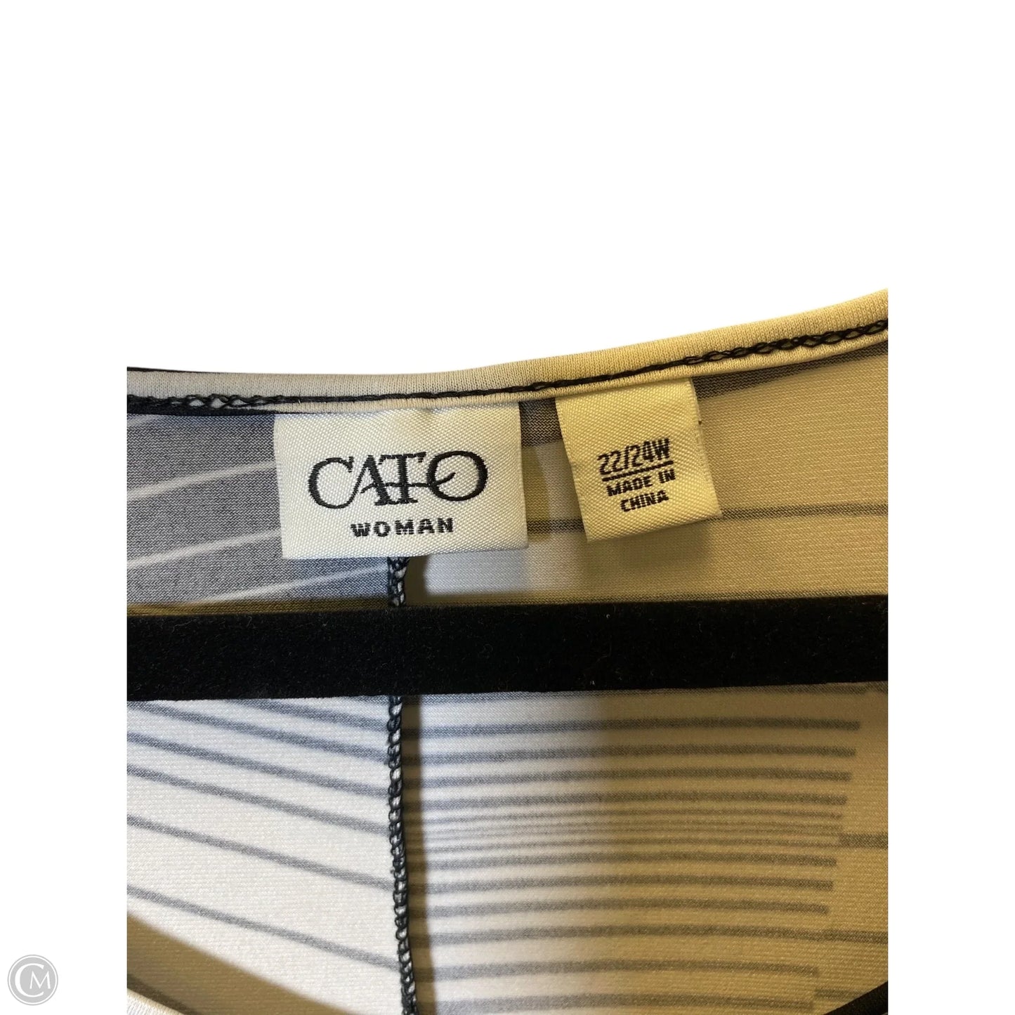 Top Short Sleeve By Cato In Black & Cream, Size: 2x
