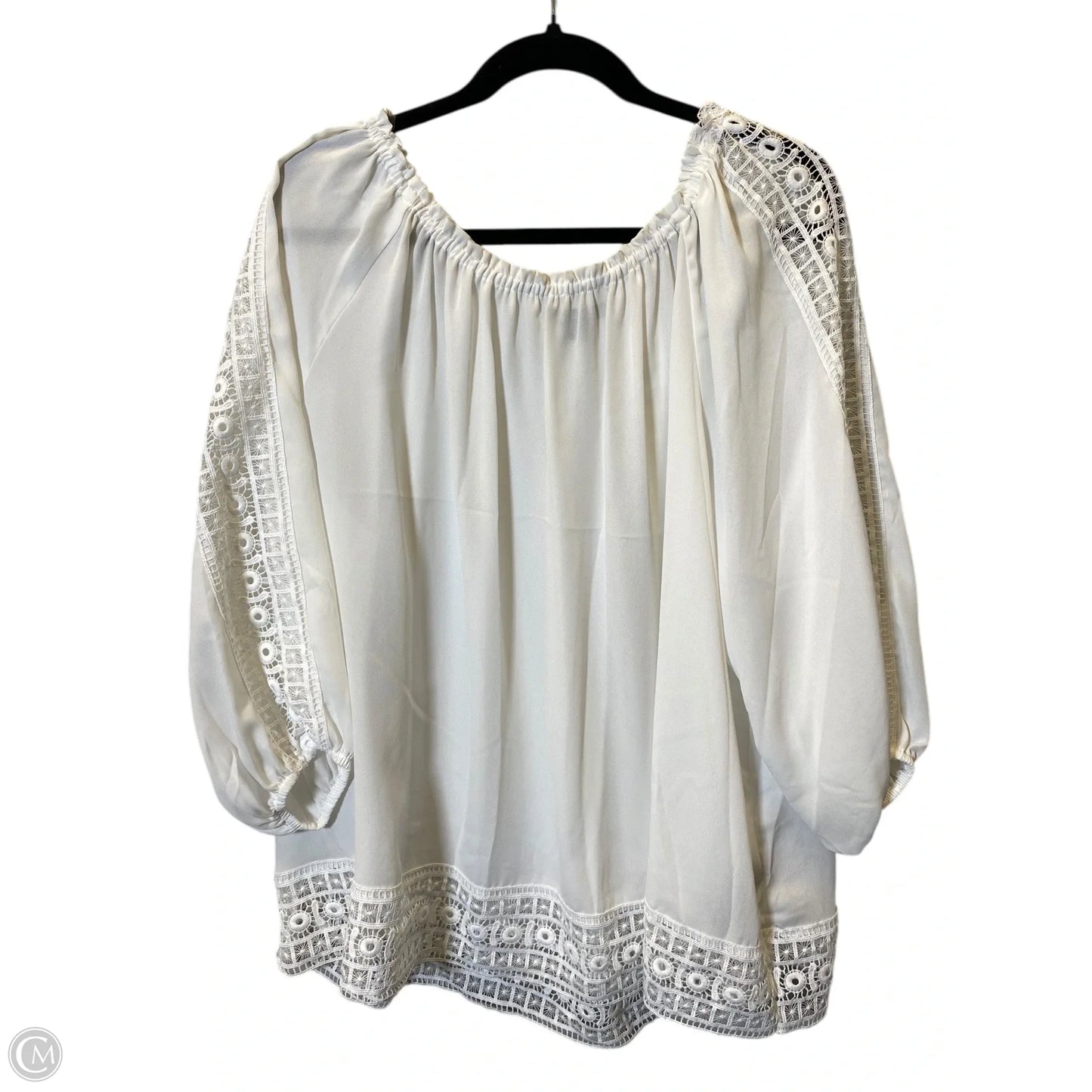 Top 3/4 Sleeve By Zac And Rachel In White, Size: 3x