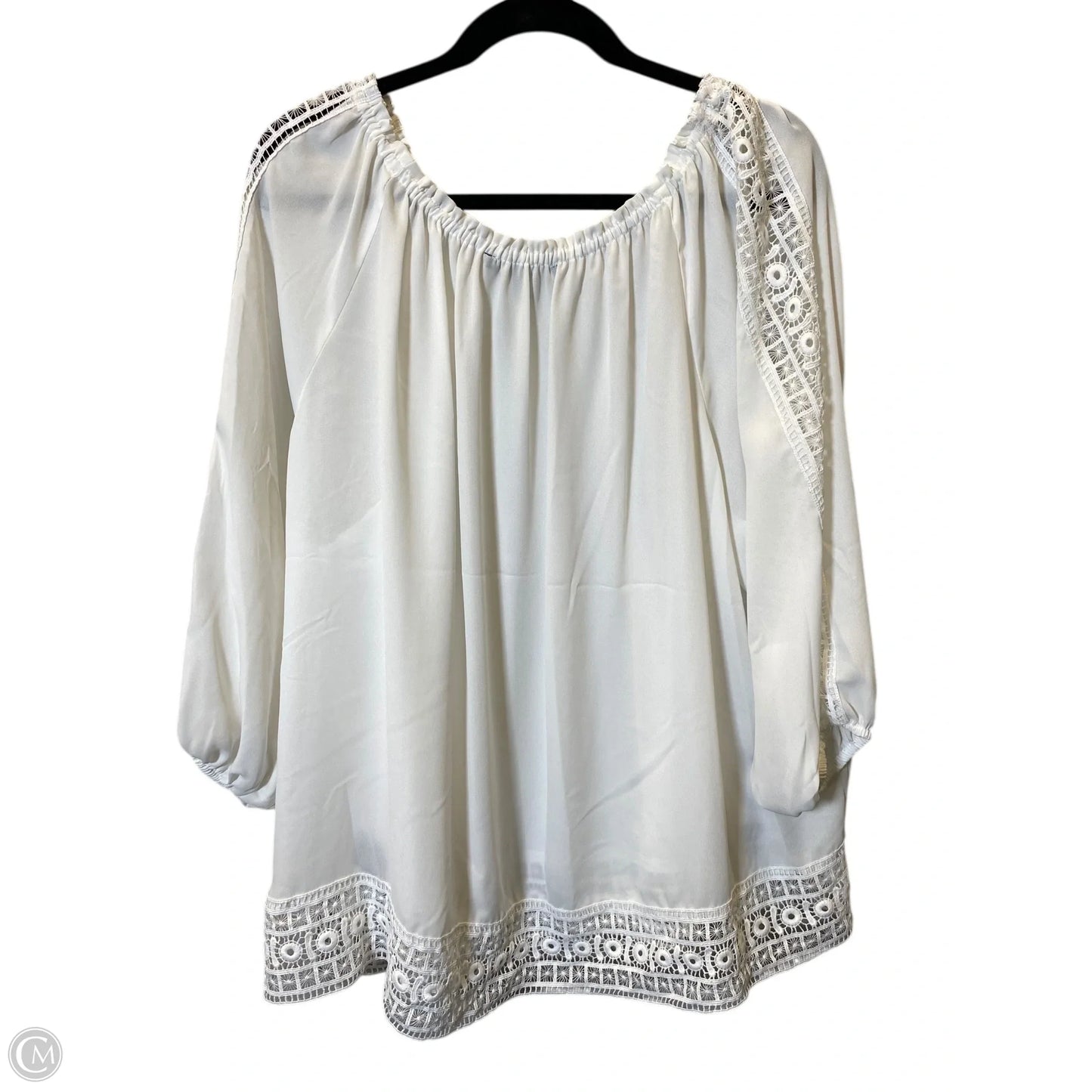 Top 3/4 Sleeve By Zac And Rachel In White, Size: 3x