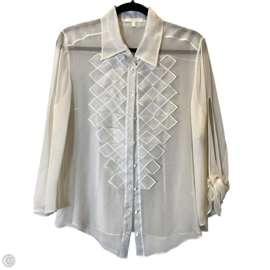 Top Long Sleeve Designer By Zac By Zac Posen In Cream, Size: L