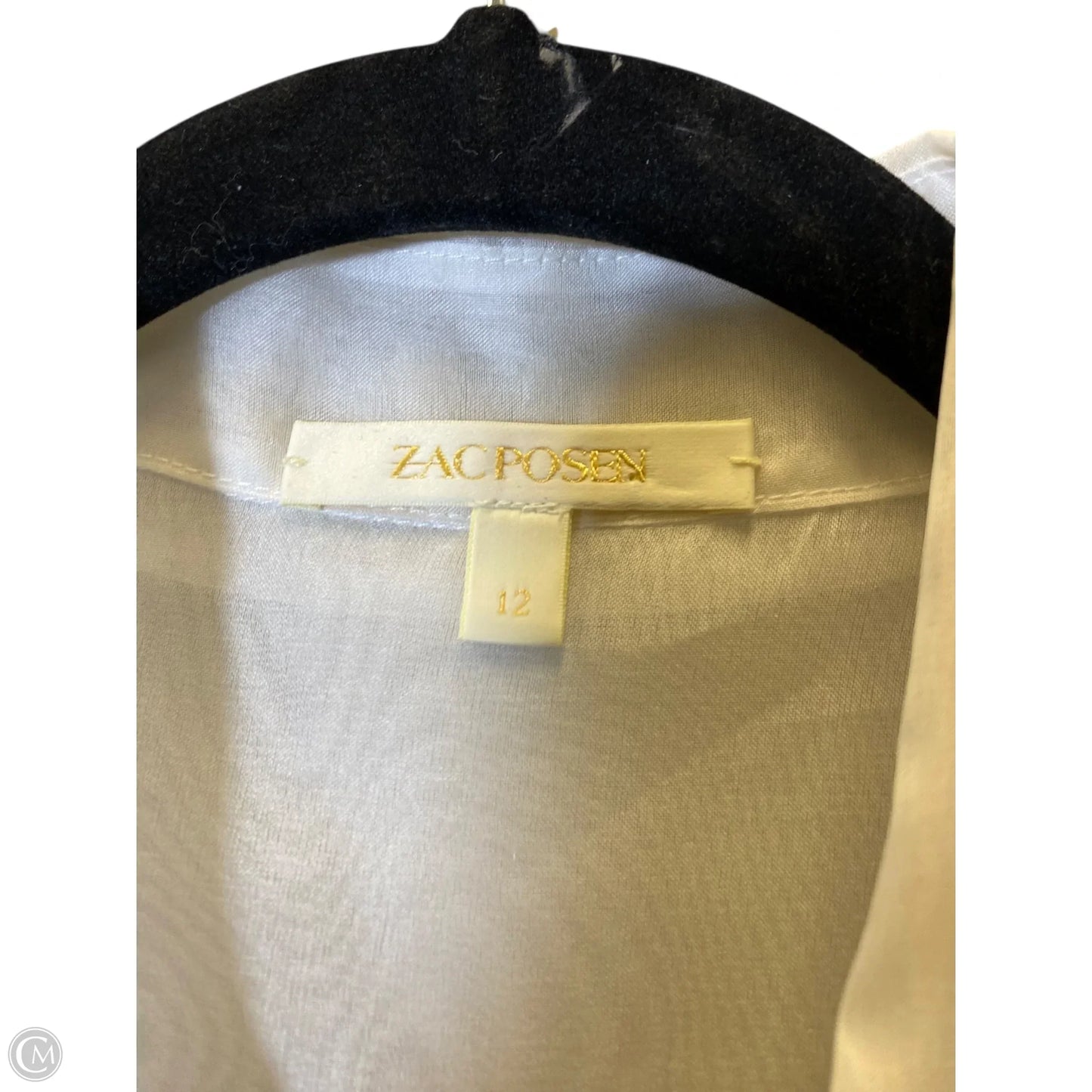 Top Long Sleeve Designer By Zac By Zac Posen In Cream, Size: L