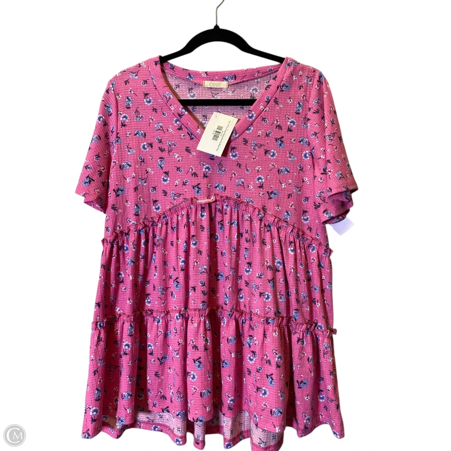 Top Short Sleeve By Oddi In Floral Print, Size: L