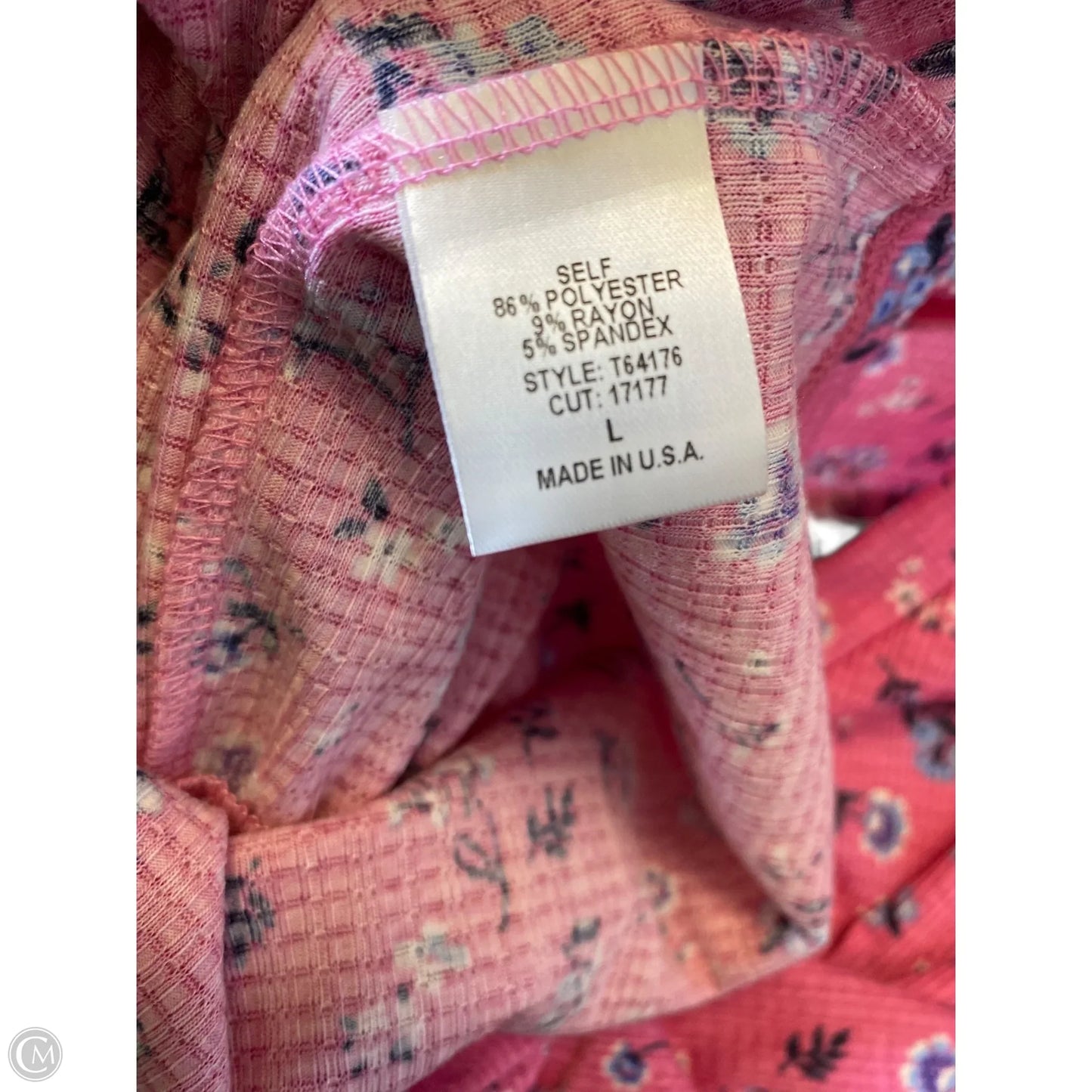 Top Short Sleeve By Oddi In Floral Print, Size: L